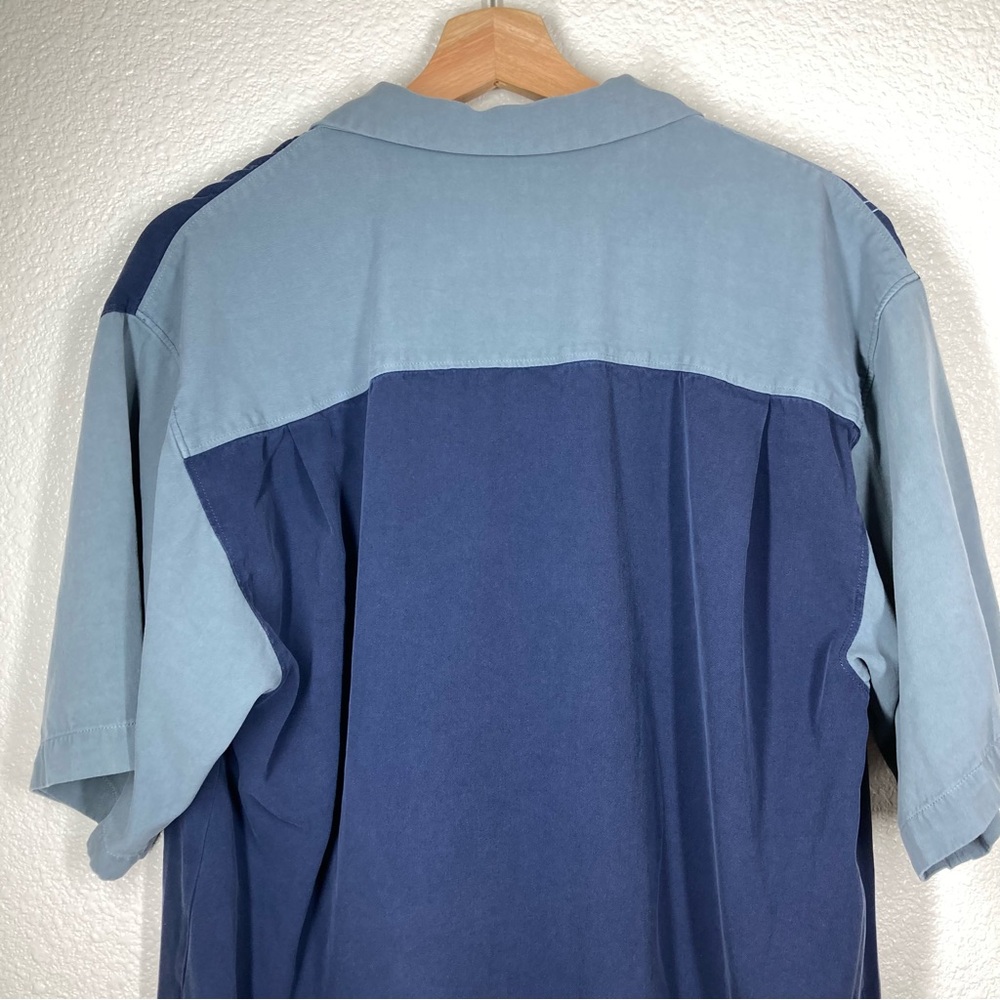 Tommy Bahama Silk Shirt Medium Martini Glass Argyle Silk Button Down Blue - Picture 8 of 13